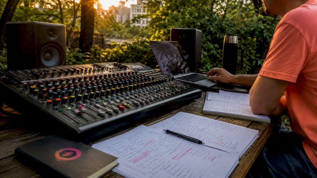 Professional audio mixing console workspace