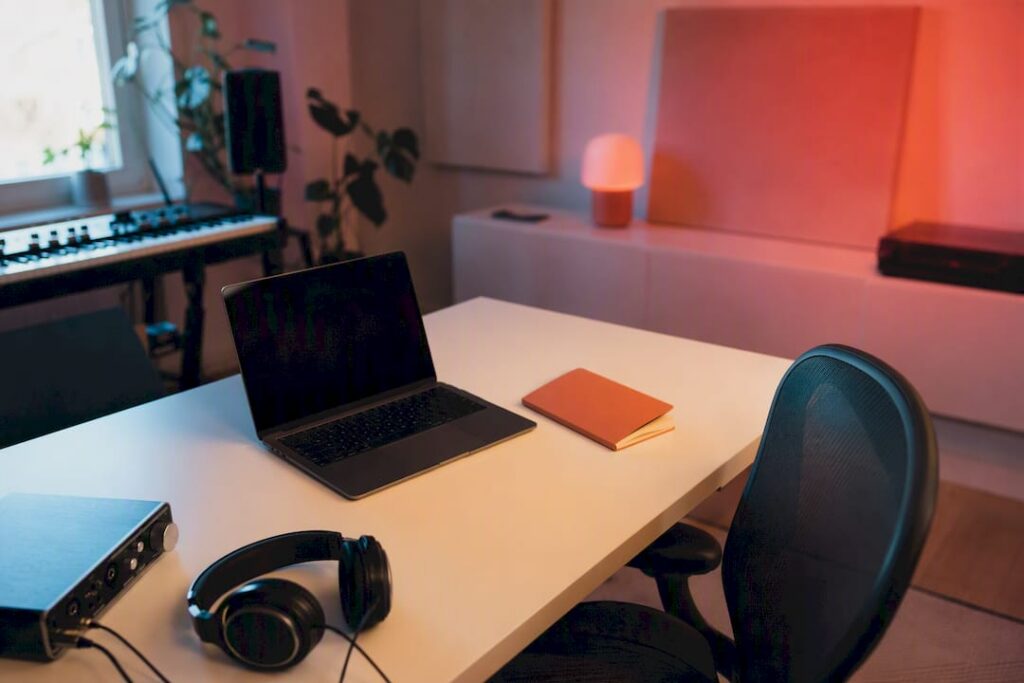 Professional audio studio collaboration workspace