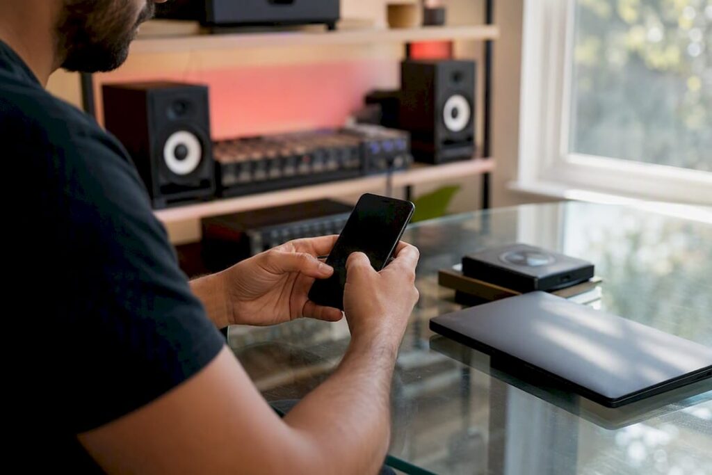 Hands configuring payment reminders on smartphone