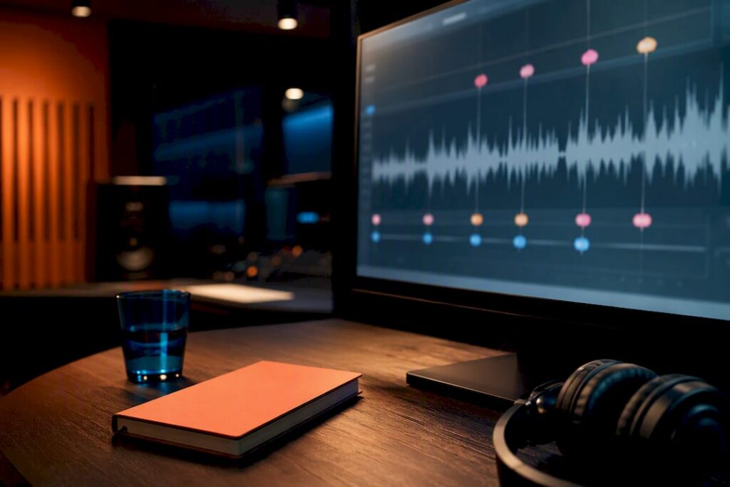 Audio waveform review with feedback markers
