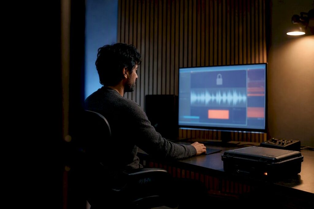 Audio archive with controlled file access