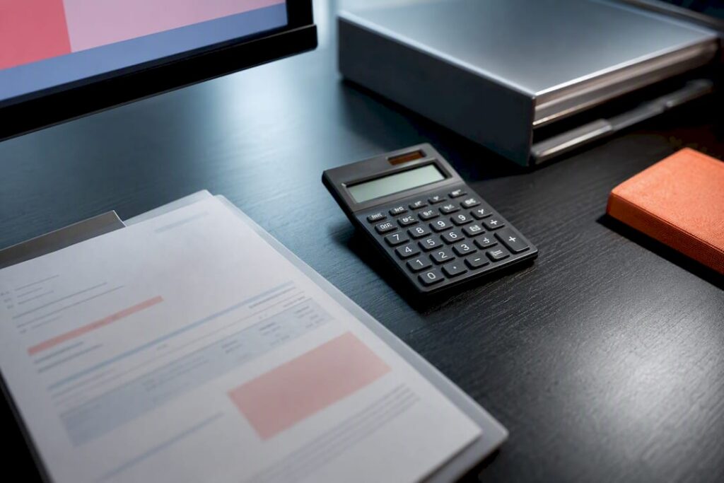 Invoice and calculator in audio billing workspace