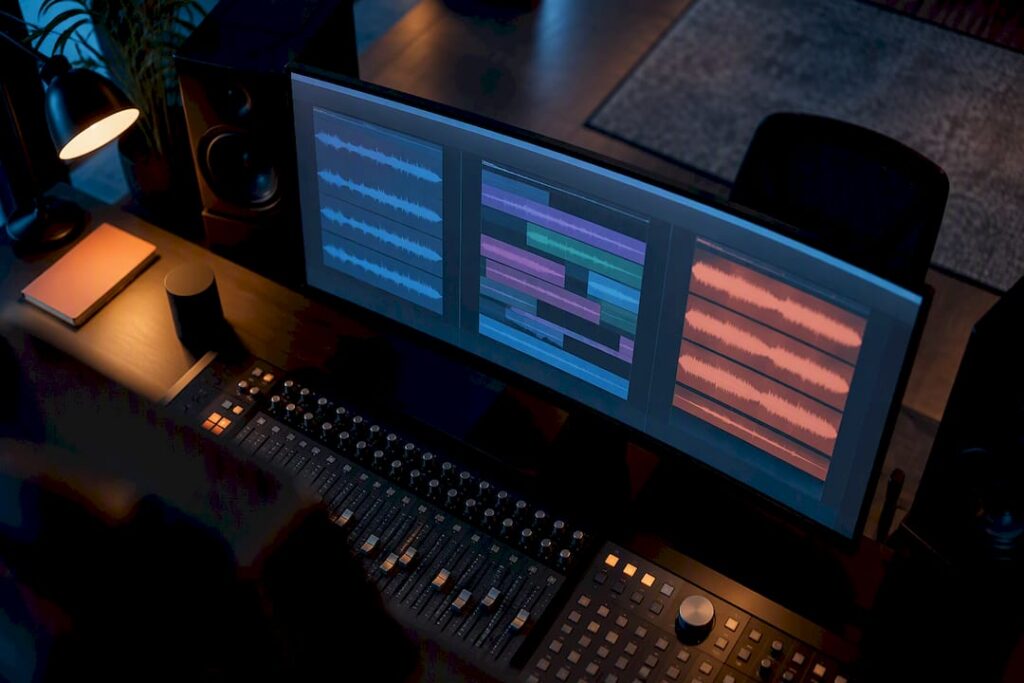 Audio workstation showing alternate mix file groups