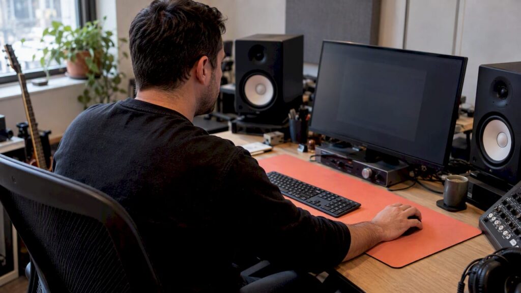 Studio administrator reviewing payment before audio release