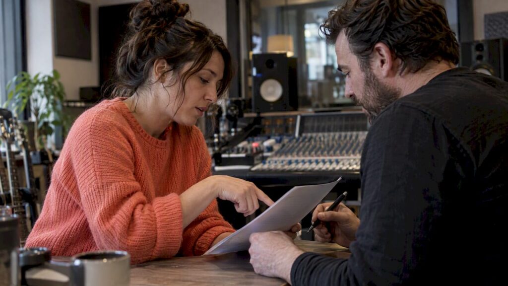Studio co-owners reviewing feedback responsibilities