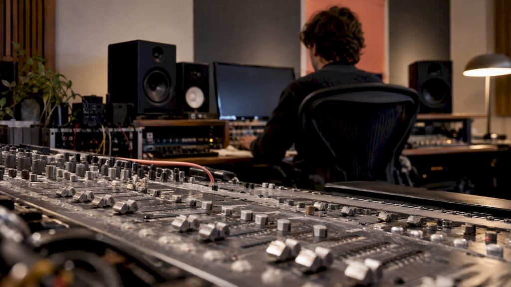 Audio workstation in a mastering suite